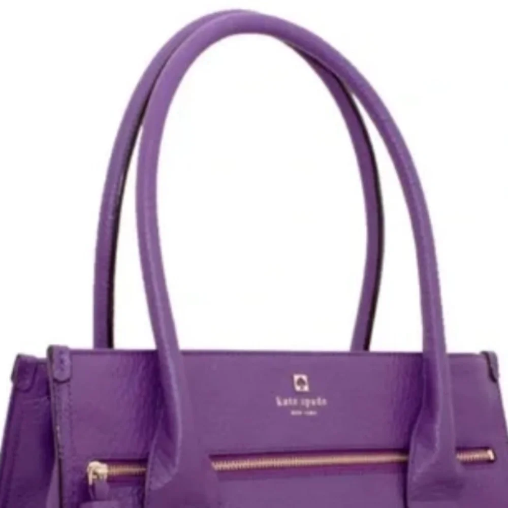 New Kate Spade Tote Southport Ave Cameron Leather African Violet Blk/Wht Stripes